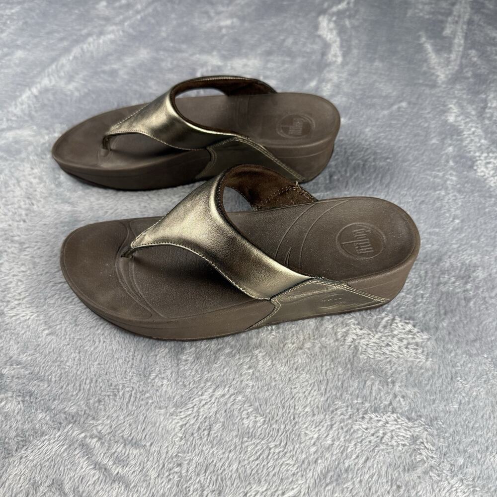 Fitflop Metallic Bronze Thong Sandals with Shimmery Upper - Picture 2 of 7